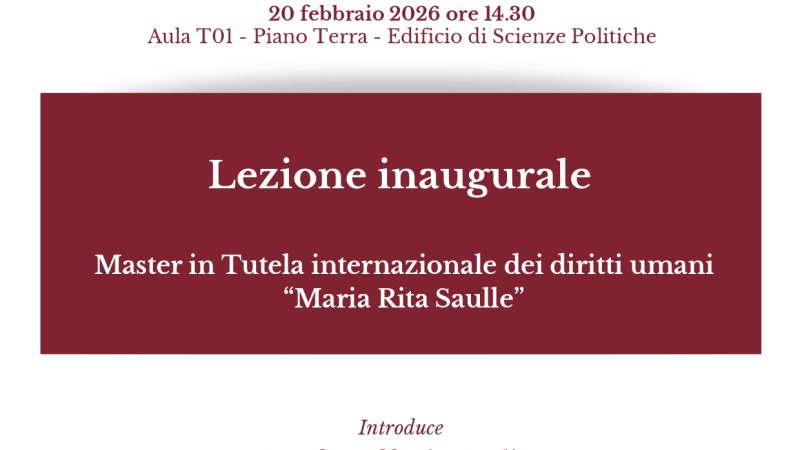 Al via la XXV edizione del Master in Tutela Internazionale dei Diritti Umani “Maria Rita Saulle” | Appuntamento venerdì 20 febbraio