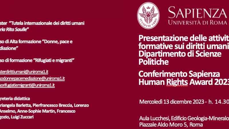 Presentazione delle iniziative in materia di diritti umani del Dipartimento di Scienze politiche