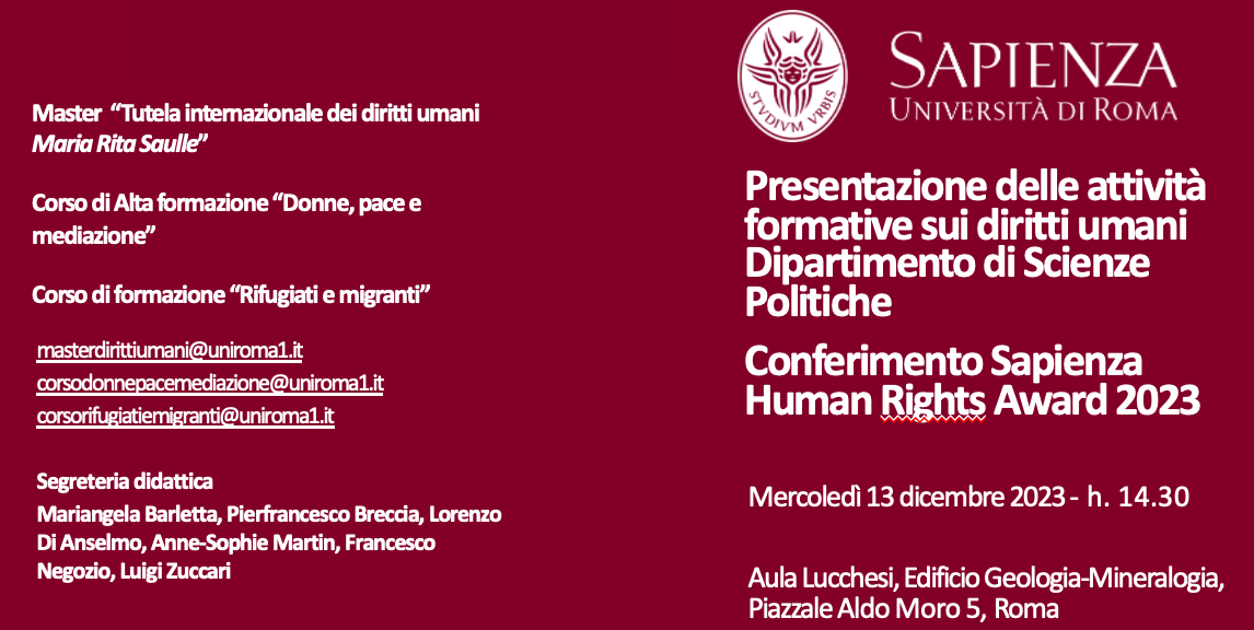 Presentazione delle iniziative in materia di diritti umani del Dipartimento di Scienze politiche