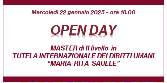 Open Day – Master Tutela internazionale dei diritti umani “Maria Rita Saulle” 2025